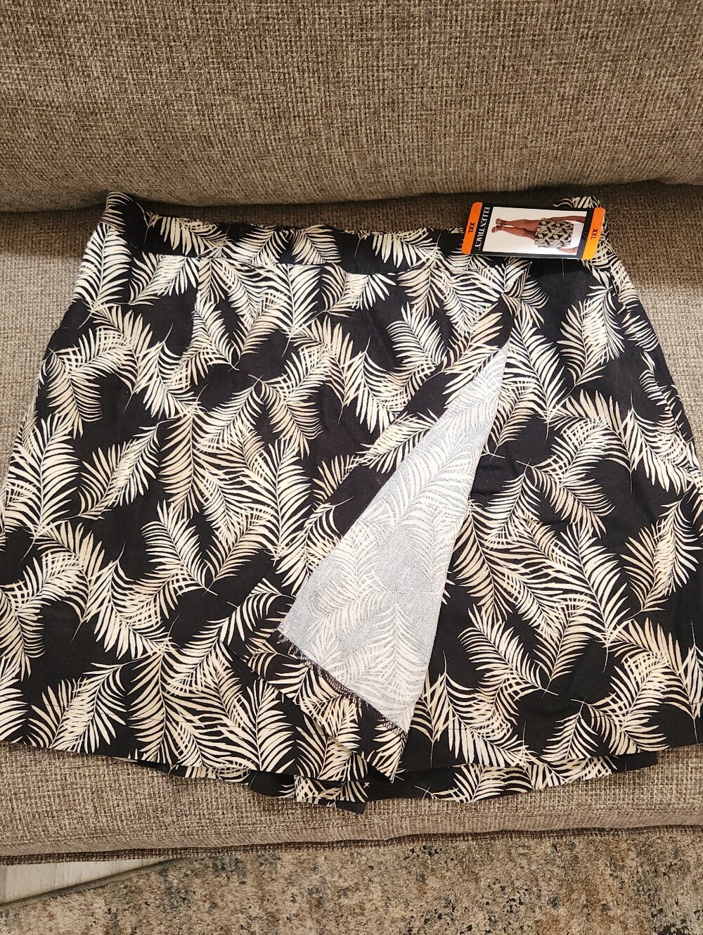 Ellen Tracy Linen Blend Tropical Palm Leaf Wrap Skort XXL NWT Resort Beach - Picture 2 of 7